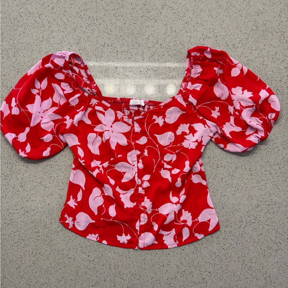 Sienna Sky Red and Pink Floral Blouse